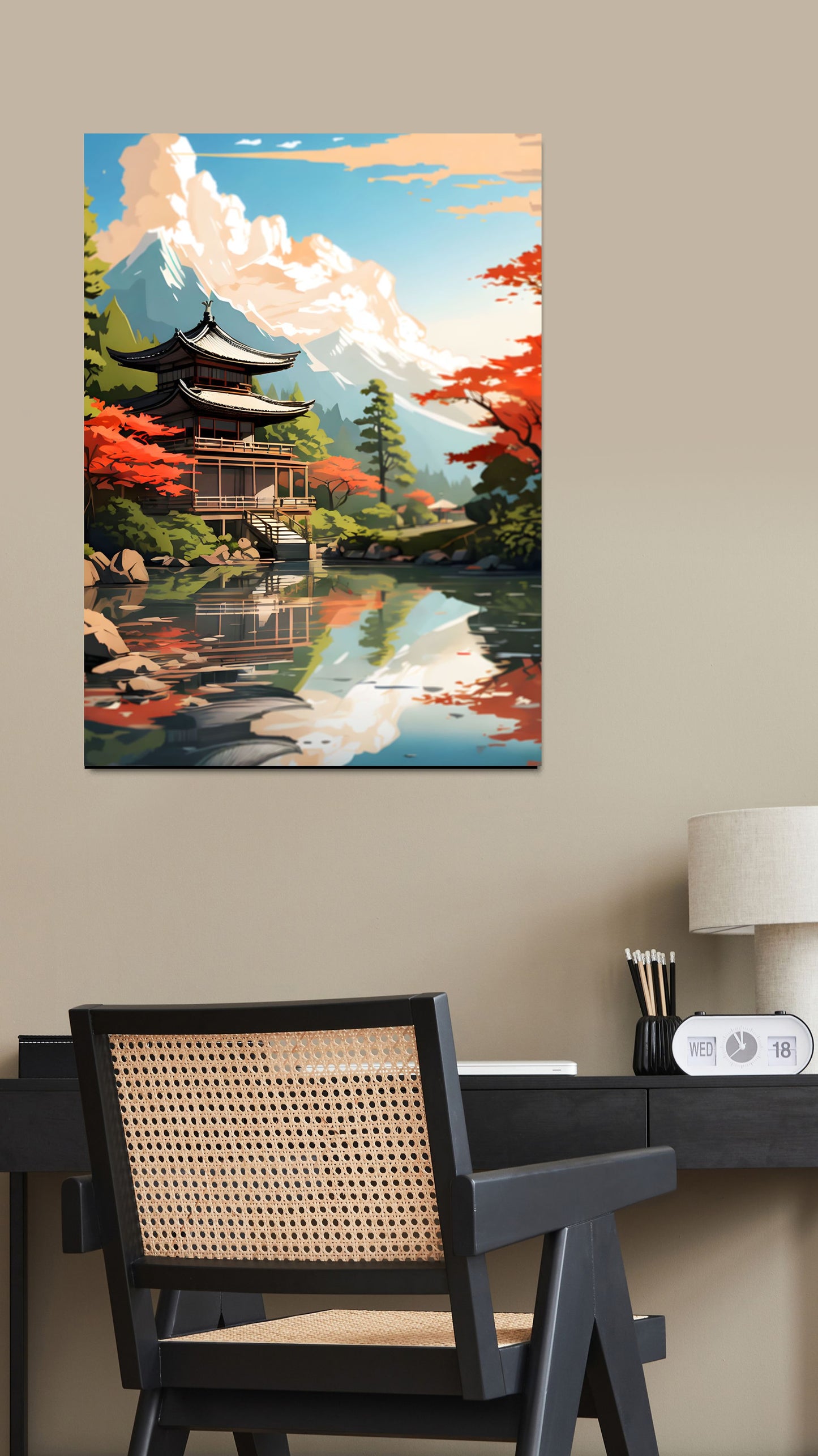 Tranquil Haven: Majestic Mountain Retreat Metal Poster