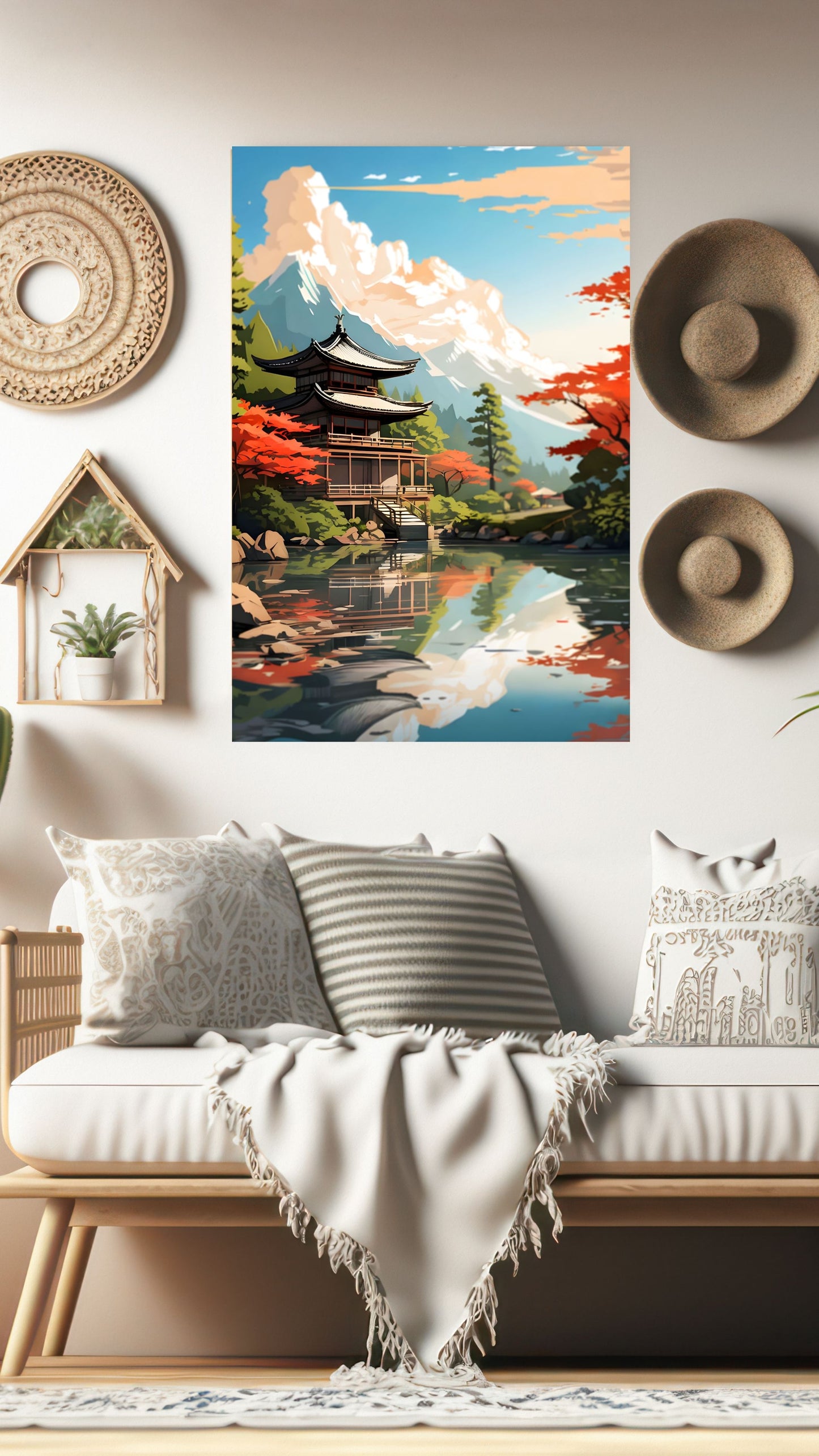 Tranquil Haven: Majestic Mountain Retreat Metal Poster