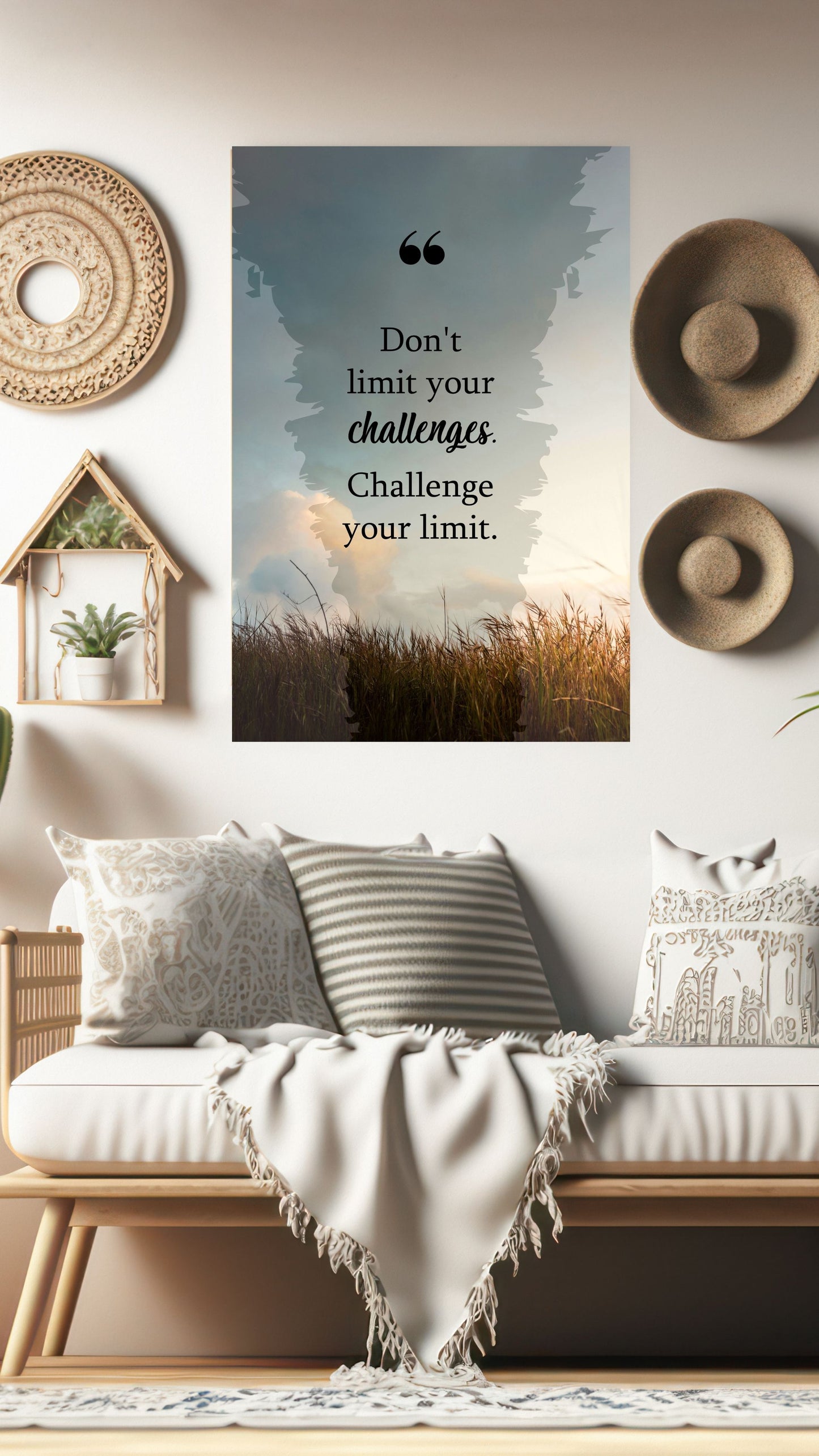 Challenge Your Limits: Inspirational Grassland Metal Poster