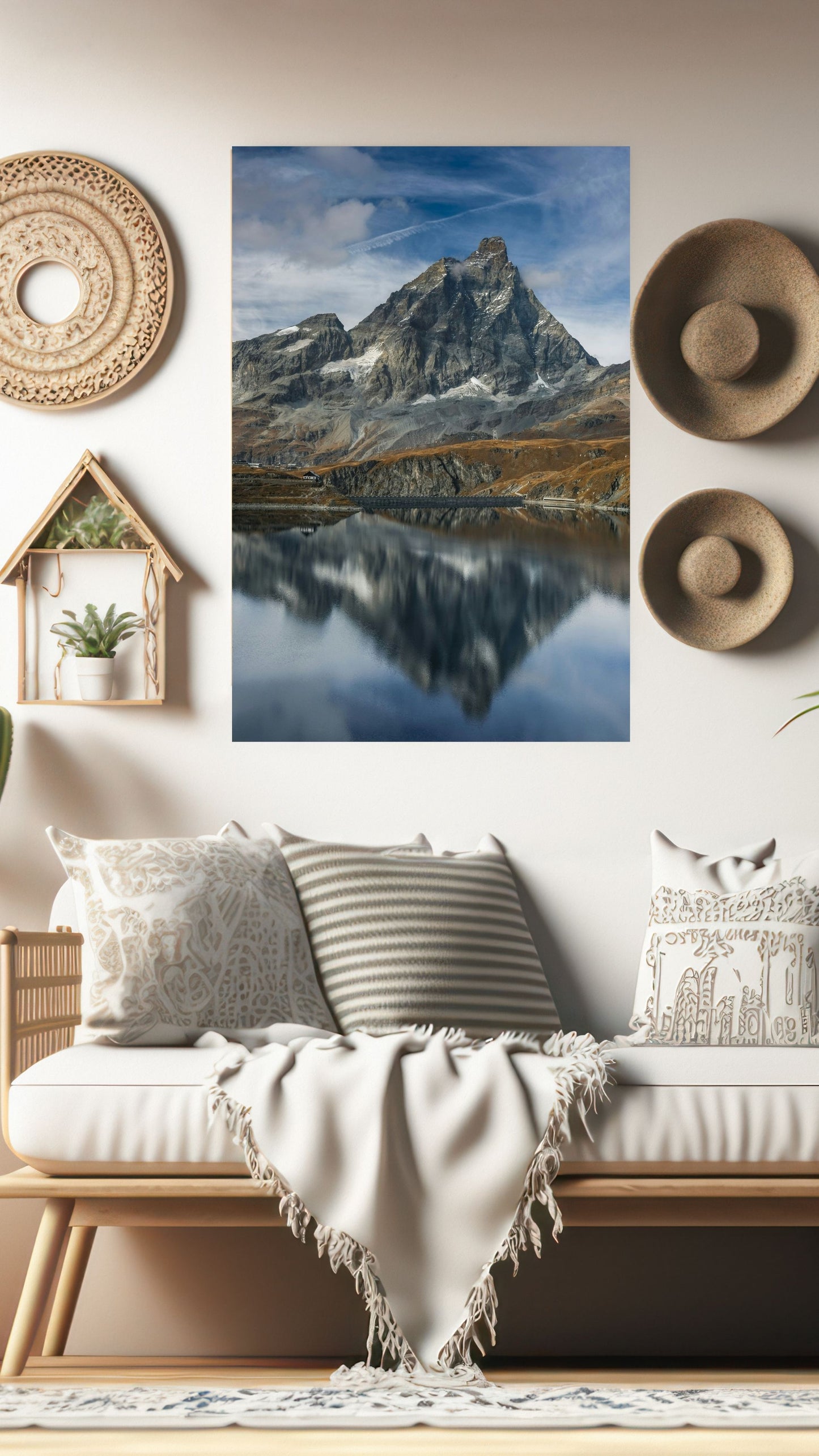 Majestic Reflections: Serene Mountain Metal Poster
