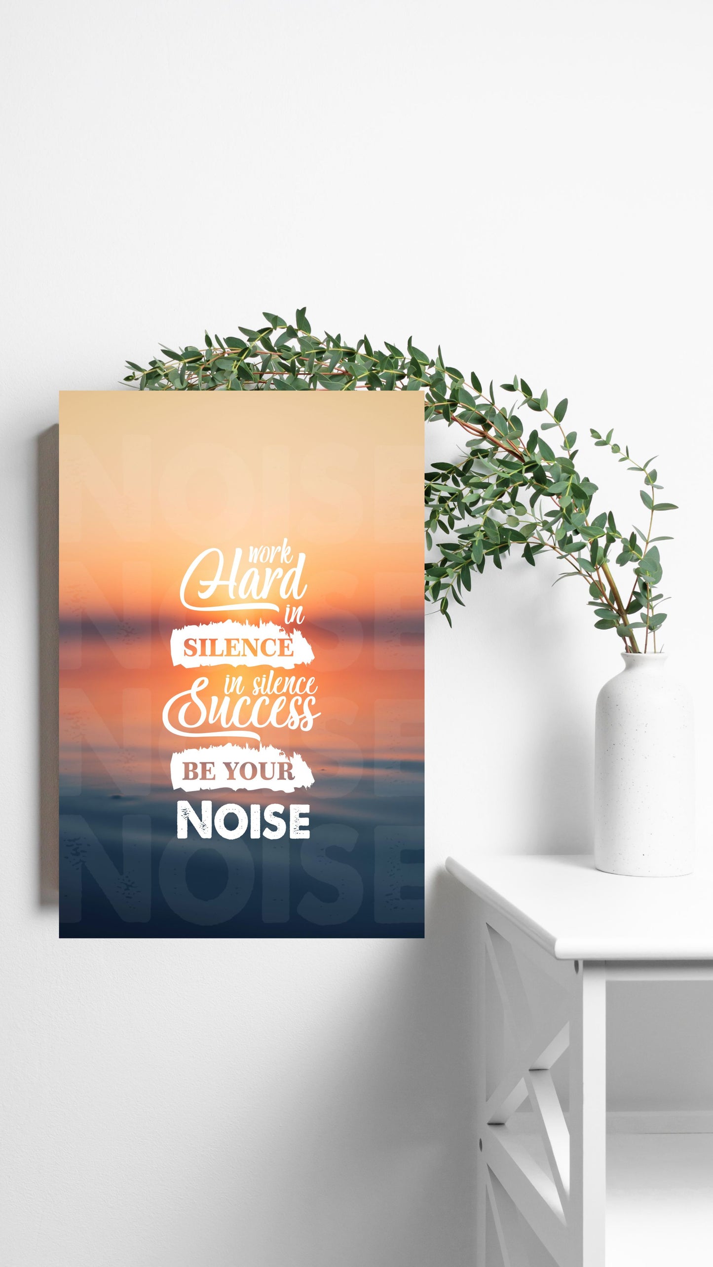 Silence and Success: Inspirational Sunset Metal Poster