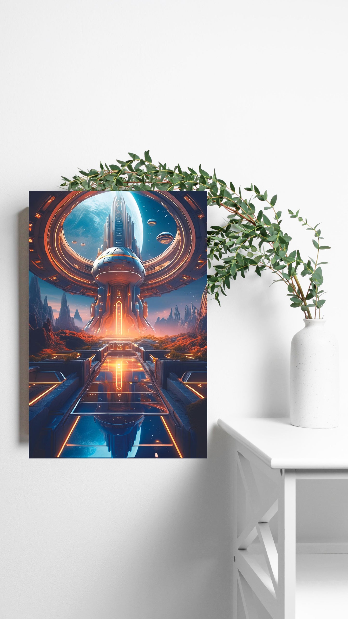 Cosmic Gateway: Futuristic Space Colony Metal Poster