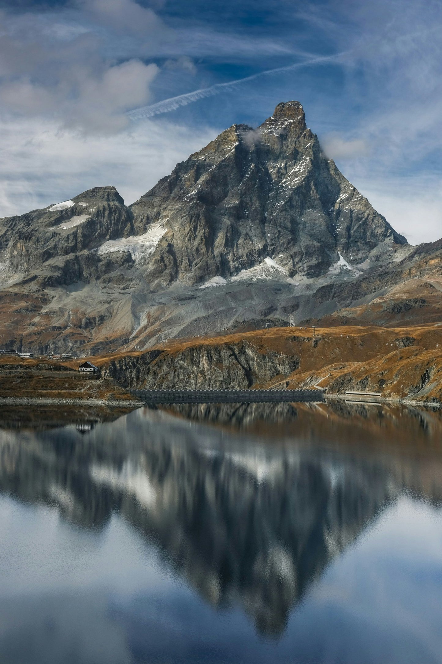 Majestic Reflections: Serene Mountain Metal Poster