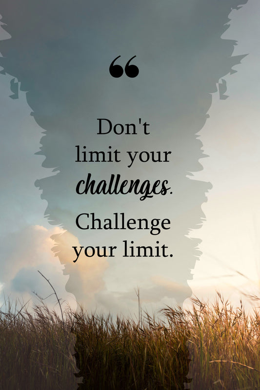 Challenge Your Limits: Inspirational Grassland Metal Poster