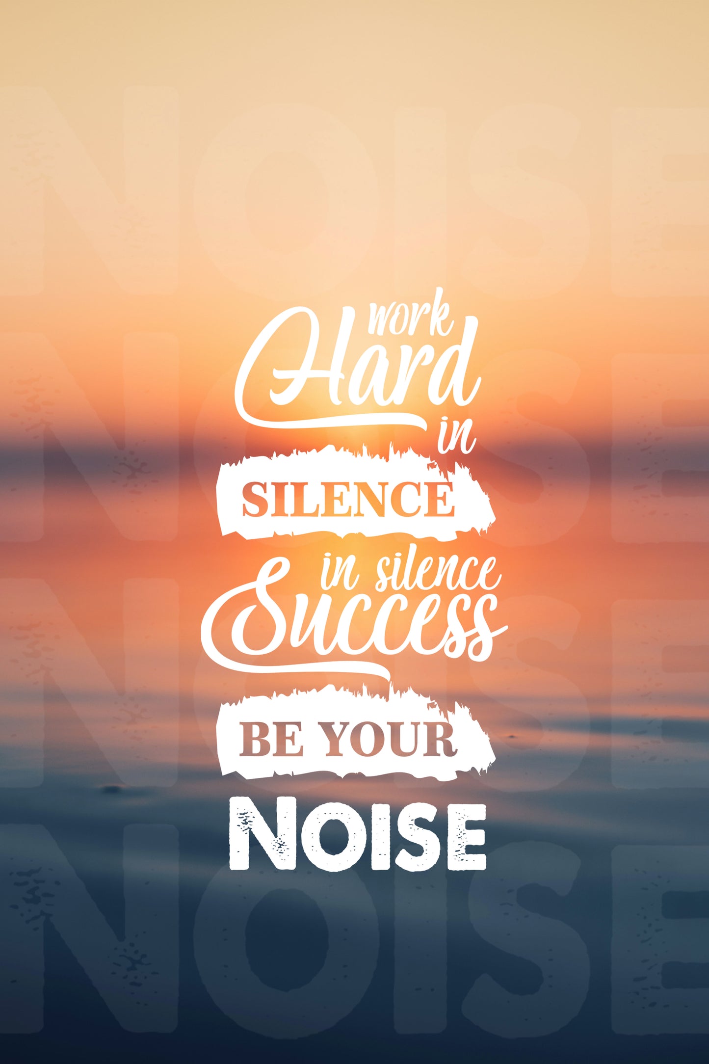 Silence and Success: Inspirational Sunset Metal Poster