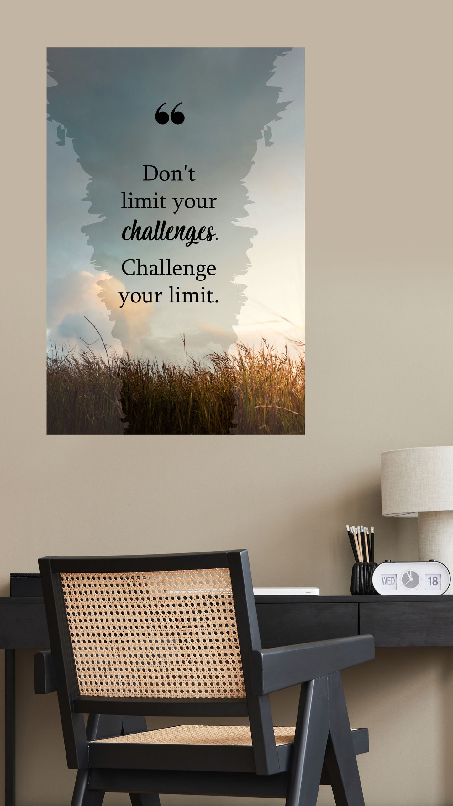 Challenge Your Limits: Inspirational Grassland Metal Poster