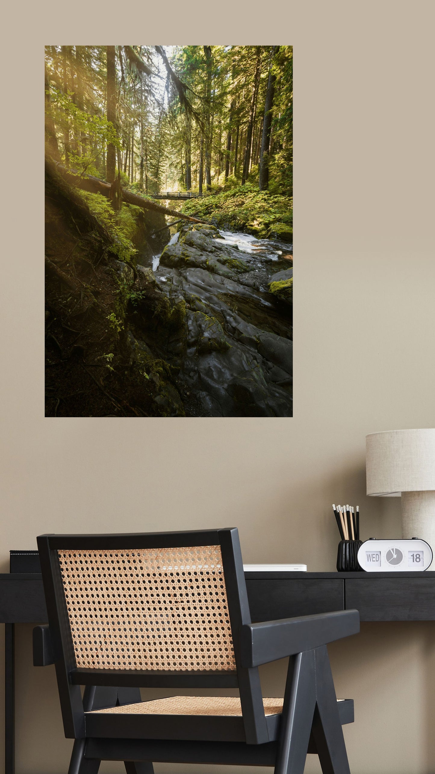 Forest Serenity: Tranquil Woodland Stream Metal Poster