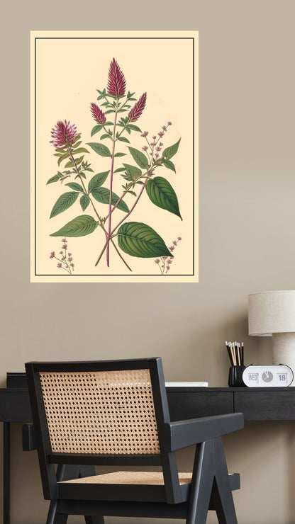 Blossoming Grace: Vintage Botanical Metal Poster