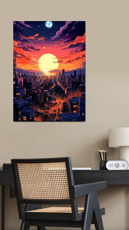 Cosmic Cityscape: The Serenity of Night and the Majesty of Dusk