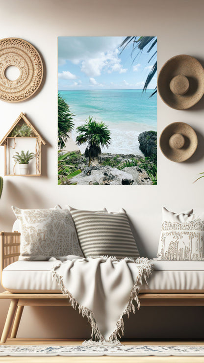 Tranquil Shores: Tropical Beach Paradise Metal Poster