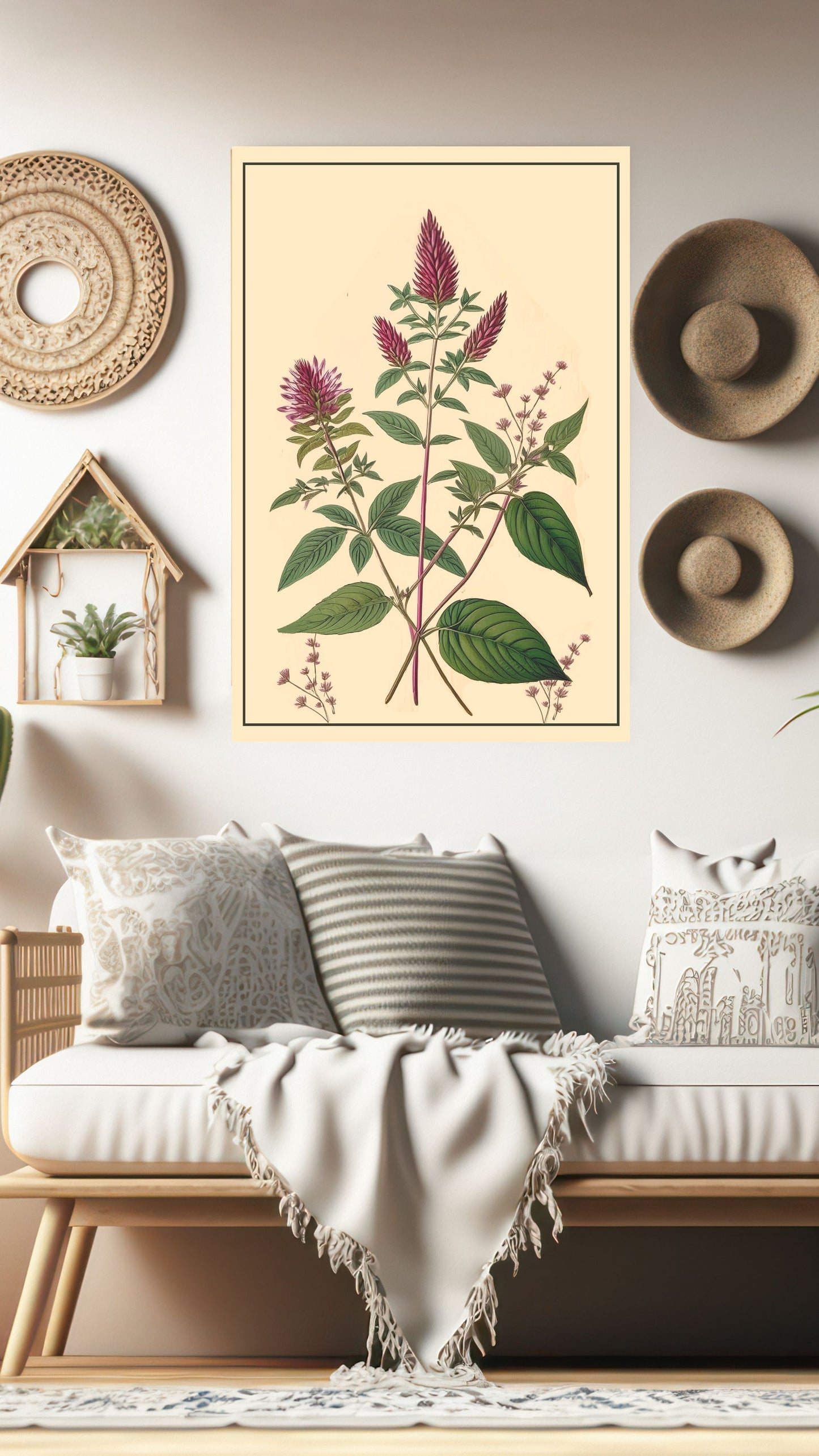 Blossoming Grace: Vintage Botanical Metal Poster