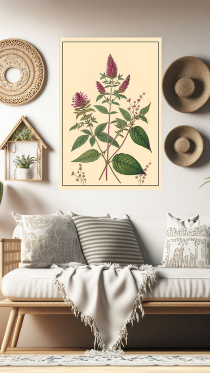 Blossoming Grace: Vintage Botanical Metal Poster