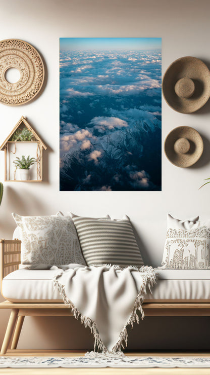 Above the Clouds: Majestic Aerial Mountain View Metal Poster