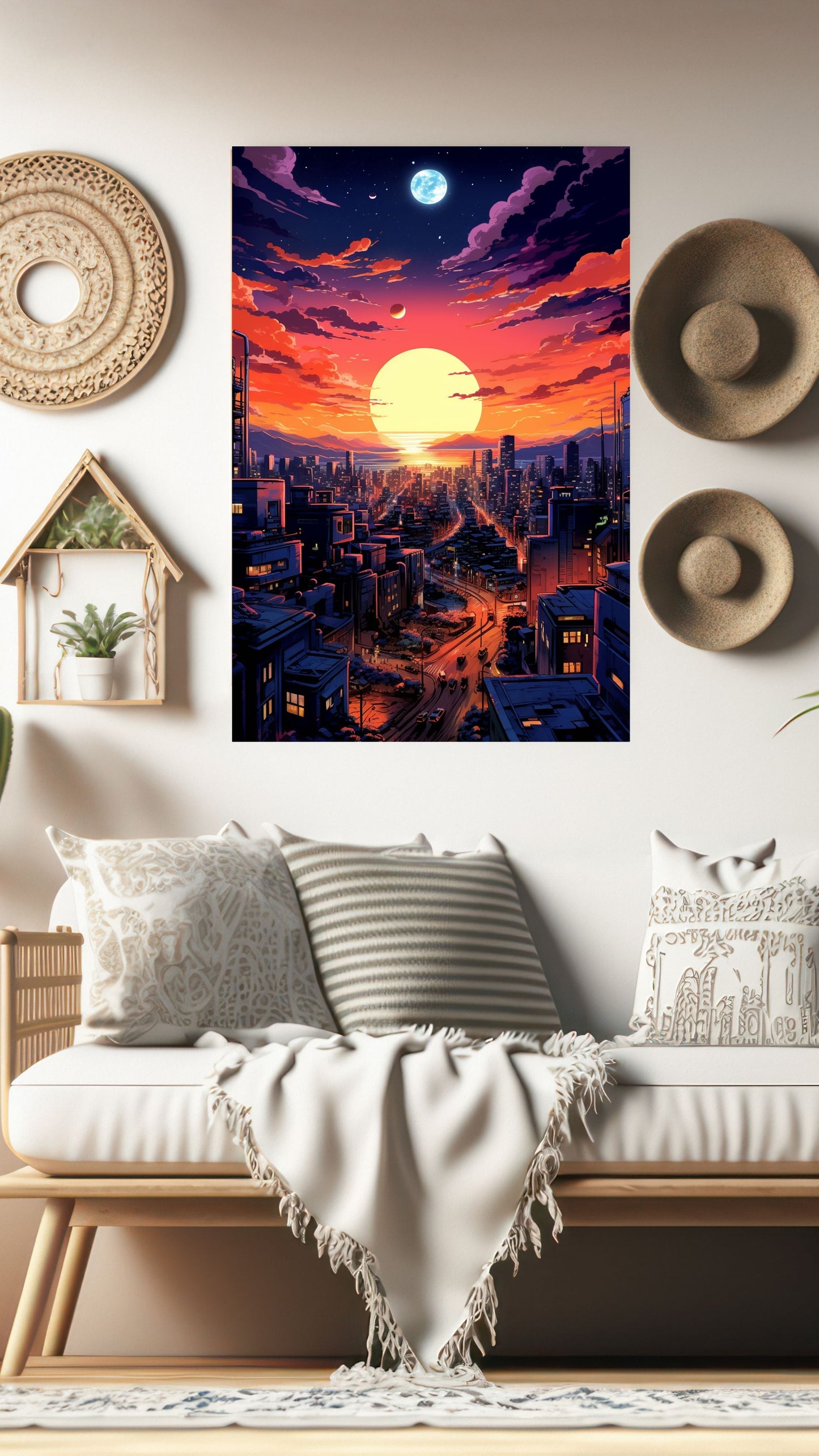 Cosmic Cityscape: The Serenity of Night and the Majesty of Dusk