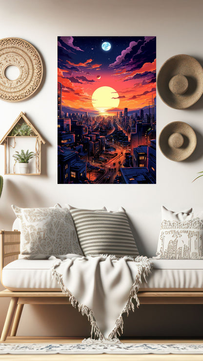 Cosmic Cityscape: The Serenity of Night and the Majesty of Dusk