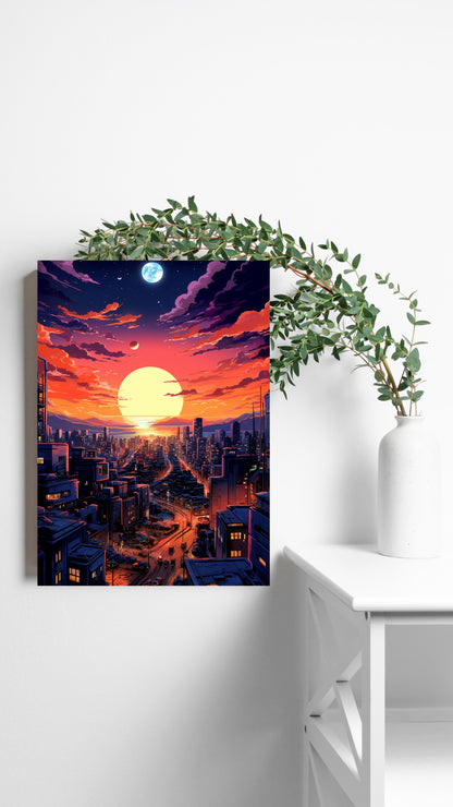 Cosmic Cityscape: The Serenity of Night and the Majesty of Dusk