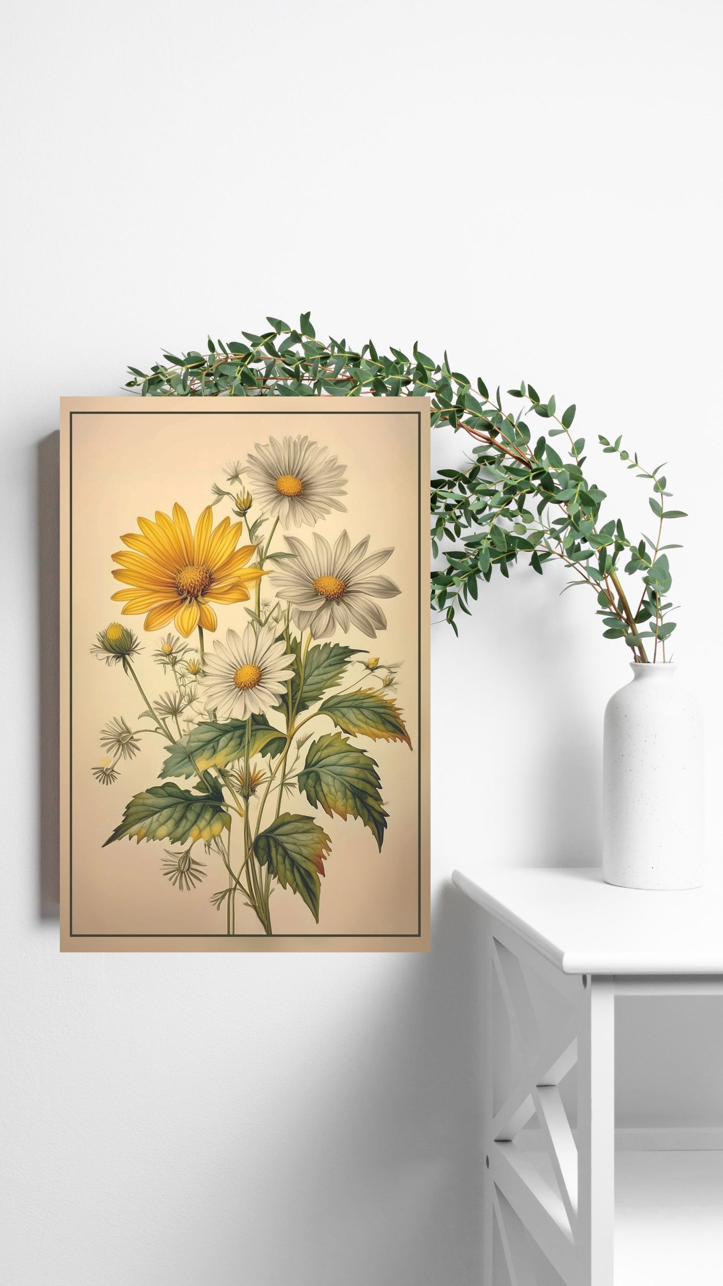 Sunlit Serenity: Vintage Wildflower Metal Poster