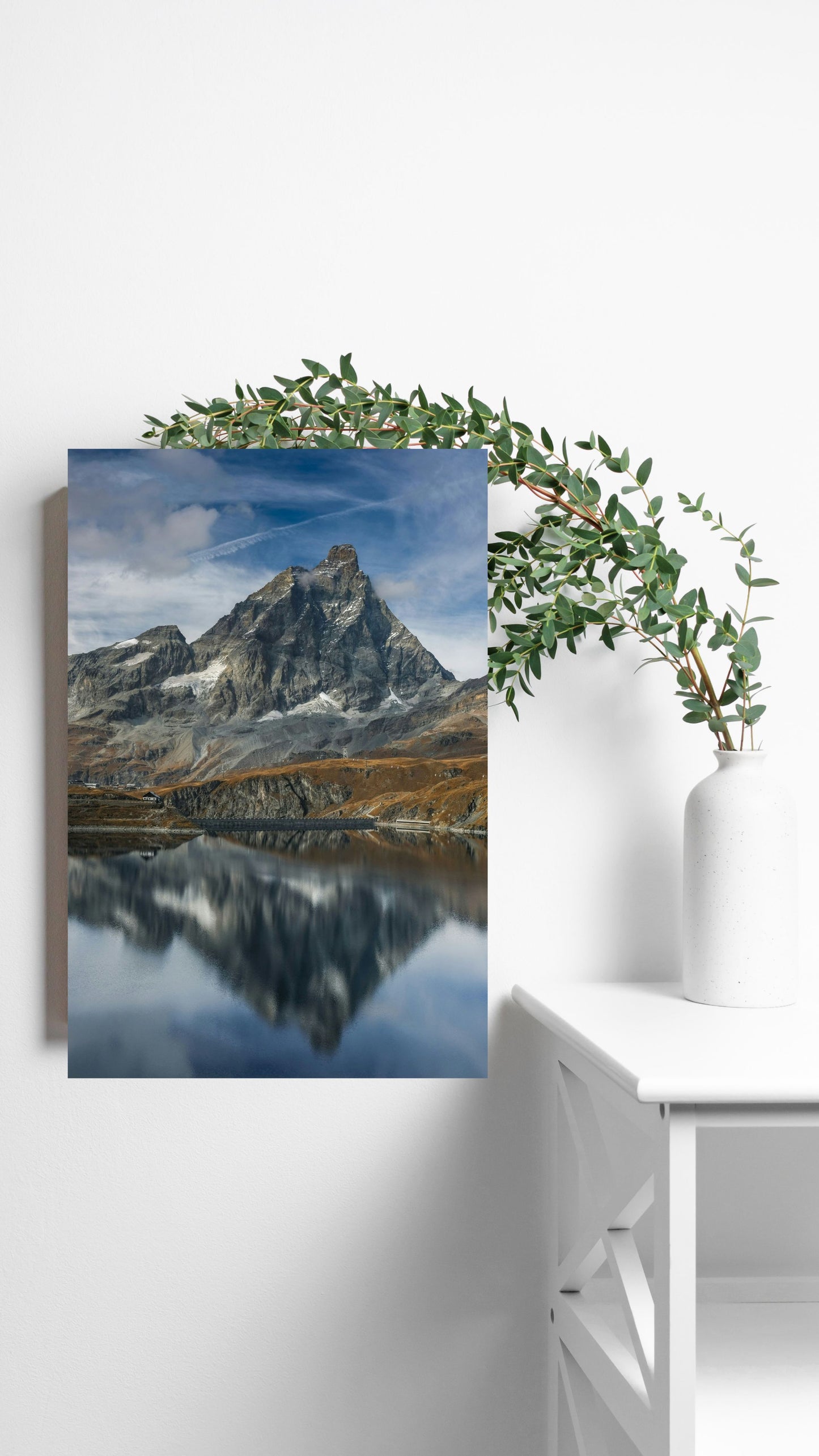 Majestic Reflections: Serene Mountain Metal Poster